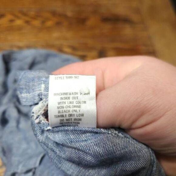 CP Shades blue linen Boxy Crop button down shirt sz Small - Picture 4 of 5